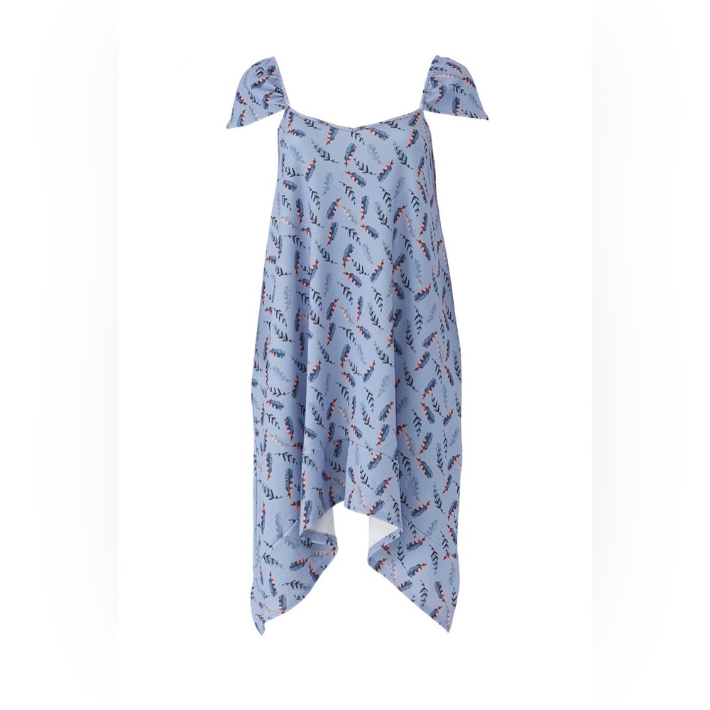 Plus size feather print dress asymmetrical